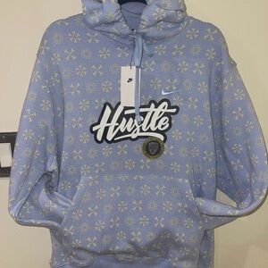 Nike Men's Light Blue Patterned Hoodie
